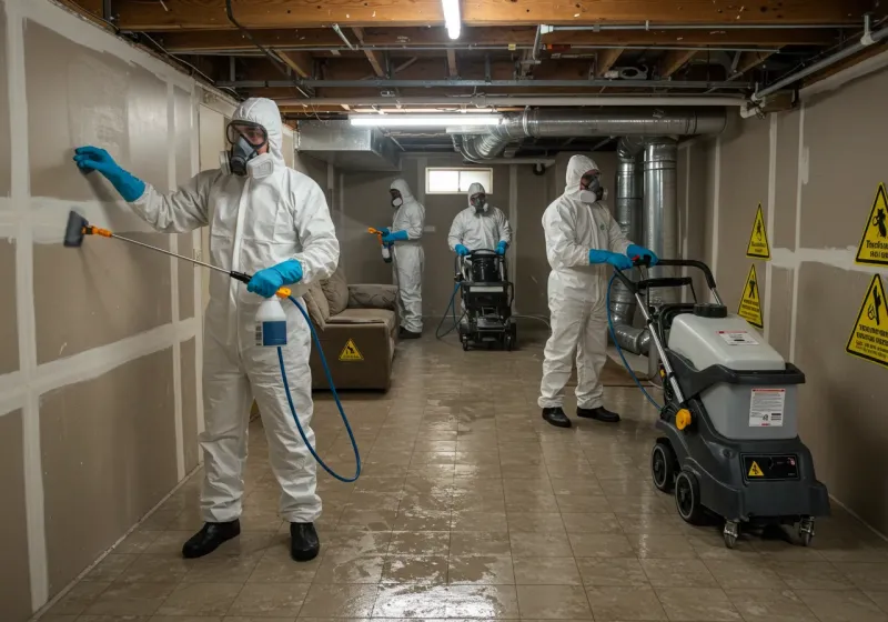 Basement Moisture Removal and Structural Drying process in Belmont, NC